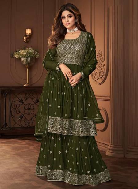 Green Colour AASHIRWAD HEROINE Heavy Designer Fancy Wedding Wear Sharara Suit Collection 8695